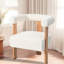 Fauteuil rembourré blanc avec boucle en velours, accoudoirs de chaise moderne, Boucle