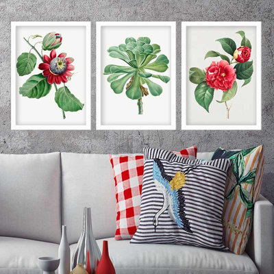 Ensemble de 3 peintures élégantes encadrées décoratives, 13,8 x 17,7 pouces chacune | 100% bois avec cadre 100% polystyrène (épaisseur: 0,8 pouce) | Impression numérique UV, parfaite pour le salon et la décoration intérieure