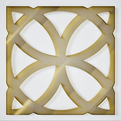 Daventry Decorative Fretwork Acrylic Wall Panels, Extra Small, 7 3/8"W x 7 3/8"H x 1/8"T, Gold Mirror