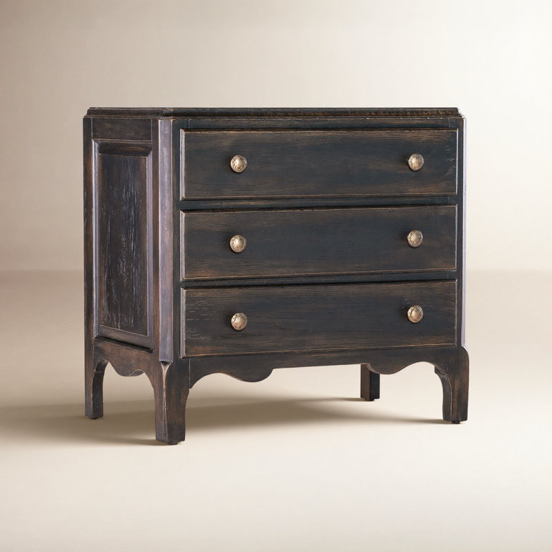 Americana Three-Drawer Nightstand, Black