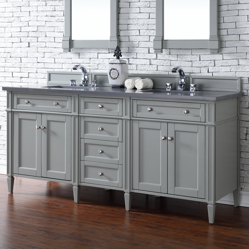 Brittany 72'' W Double Bathroom Vanity Base, Saddle Brown