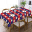 Housse pour table rectangulaire rouge et bleu à rayures verticales Star Memorial Day 60 x 120 po avec bords festonnés