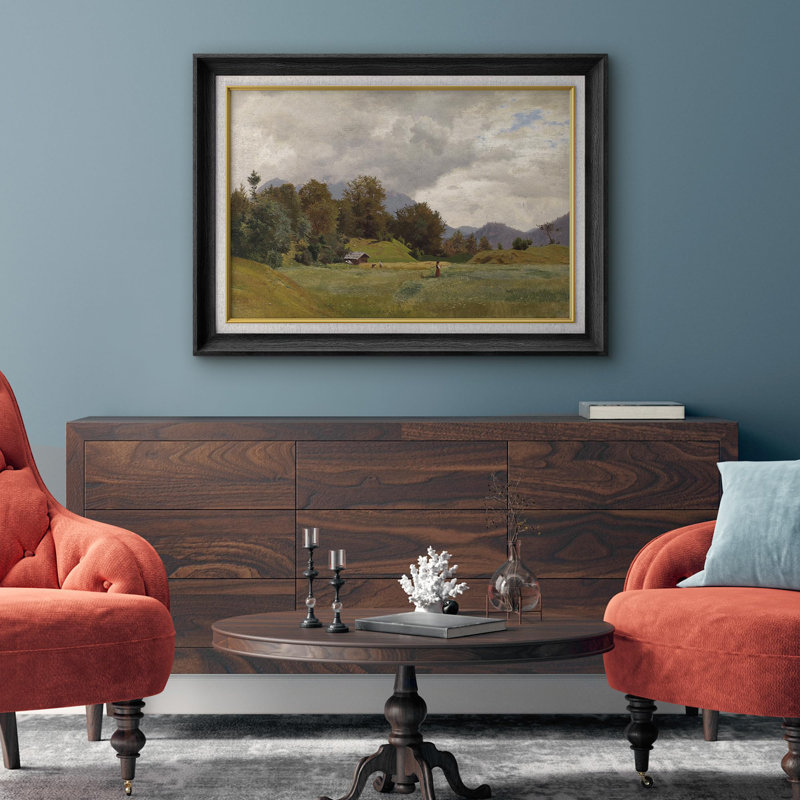 Rustic Countryside Retro Countryside Village Forest Field - impression d'un seul cadre, Cadre noir, Pas de tapis
