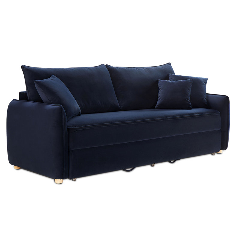Canapé-lit en tissu Brosius, Bleu, Tissu bleu, H 37,06 po x l 88,02 po x P 34,02 po