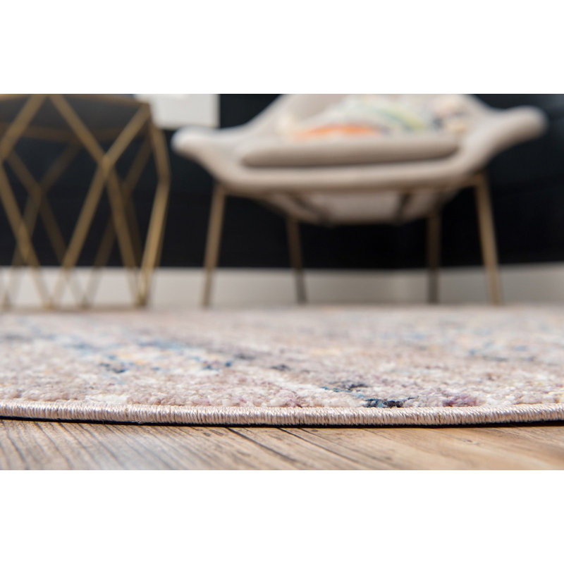 Tapis beige Mulvaney Southwestern, Rond 5 pi