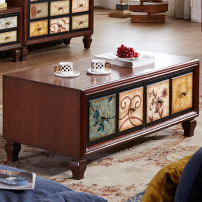 Hand-crafted coffee table with hand-painted art