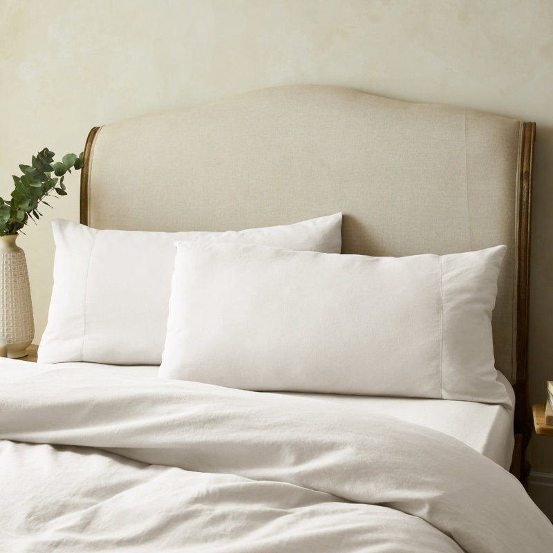 Arber Luxury Linen Blend Housewife Pillowcase Pairs, White