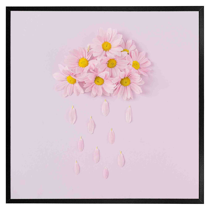 Edgeley Raining Daisy Cloud Single Picture Frame Wall Art, 31cm H x 31cm W x 4cm D, Black