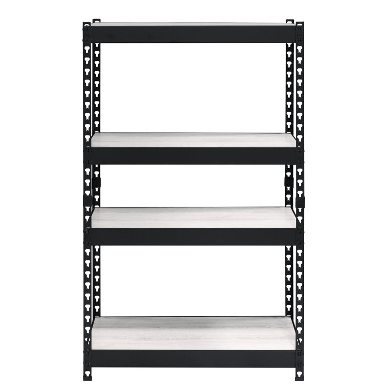 4-Shelf Rectangular Bookcase In Natural And Black For Displaying Study Room Decor Objects 4 With Adjustable Shelves Bedroom Organization