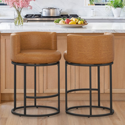 Tabouret de comptoir pivotant de 26 po avec structure cylindrique en métal Finley