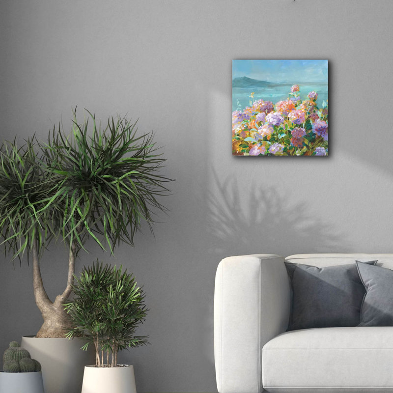 Art mural sur toile Red Barrel Studio® «Beach Hydrangeas» par Danhui Nai, H 18 po x l 18 po