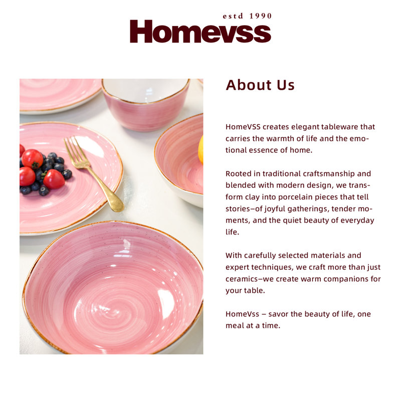 Service de table 16 pièces HomeVSS Highland, Tourbillon rose