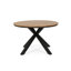 Table de salle à manger d'extérieur, plateau en teck et pieds en métal noir