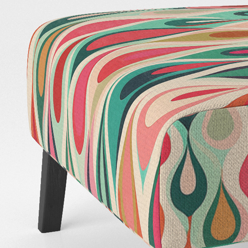 Fauteuil de chambre contemporain tapissier Retro Abstract Drops, Rouge / bleu sarcelle
