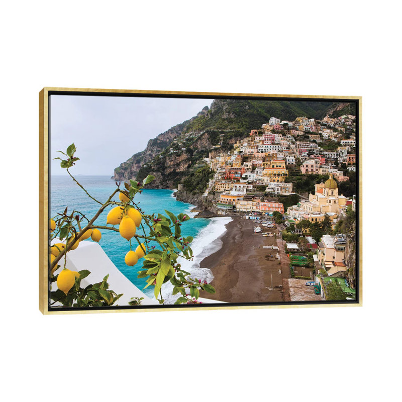 «Positano Spring View, Amalfi Coast, Italy» par George Oze - impression, Toile encadrée d'or, Pas de tapis