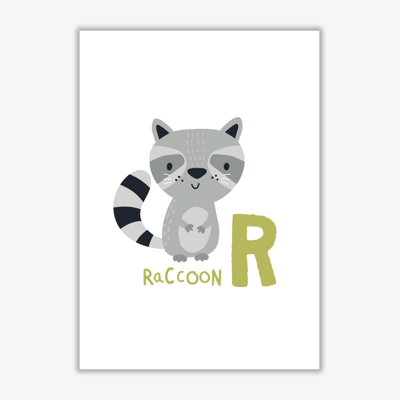 Alphabet Animals, R Is For Raccoon - Print, No Frame, 30 cm H x 21 cm W x 1 cm D