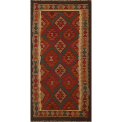 Reversible Wool Kilim Runner Rug 3x7