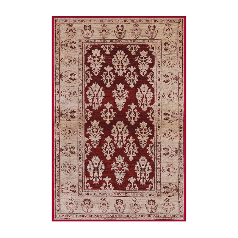 Tapis oriental rouge foncé / beige Aubrey, Rectangle 4 pi x 6 pi