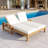 Outdoor Double Lounge Chair With 5-Position Adjustable Backrest For Each Seat, Wood Patio Chaise Lounge With Removable Cushions For Patio, Poolside, Garden