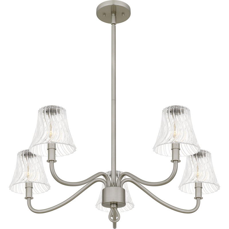 Amedio Linear Chandelier, 5 Lights, 11.5" H x 29.5" W x 29.5" D, Brushed Nickel