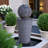 31.5"h Tall Striped Concrete Column Fountain-led Light,shadow Ambiance Maker For Modern Outdoor Spaces