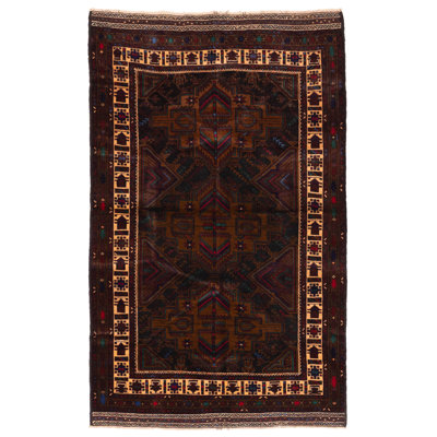 Teimani Black, Brown Rug 4'0" x 6'5"