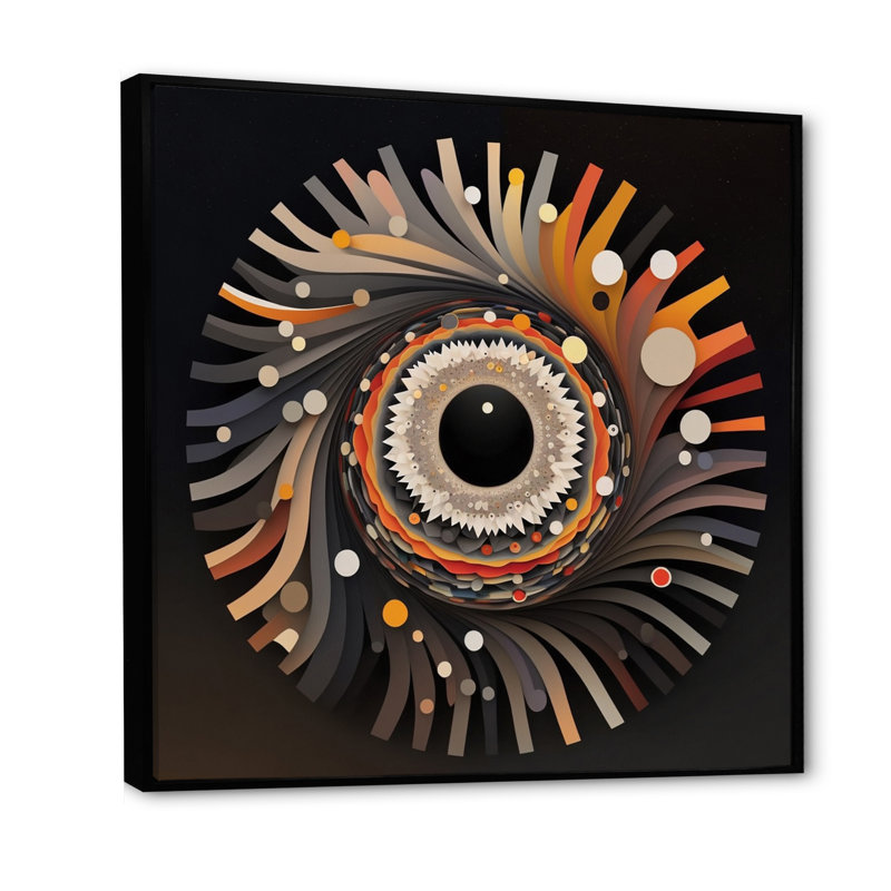 Œil de la Conscience rétro sur toile, Cadre flottant noir, H 30 po x l 30 po x P 1 po