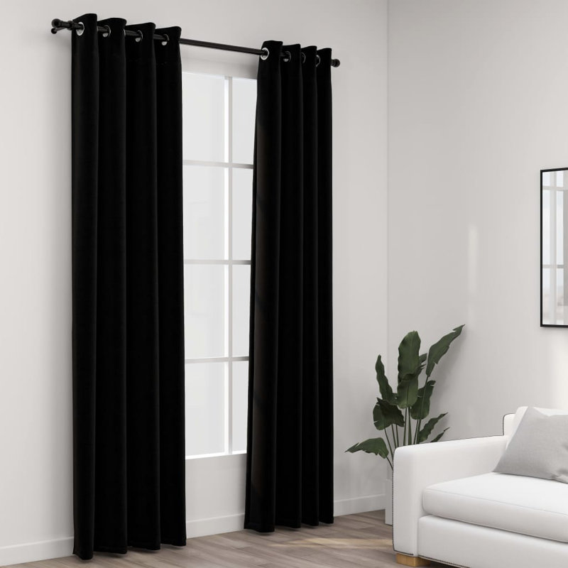 Chaarvi Blackout Curtain Pair, 140cm Width x 245cm Drop, Black