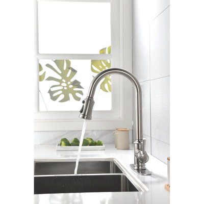 Robinet de cuisine en nickel brossé avec revêtement en acier inoxydable antirouille