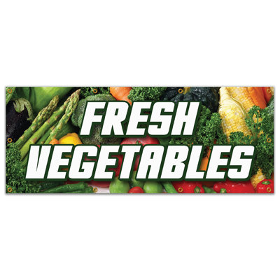 FRESH VEGETABLES BANNER SIGN Produce Farmer Market Picked Veg Organic