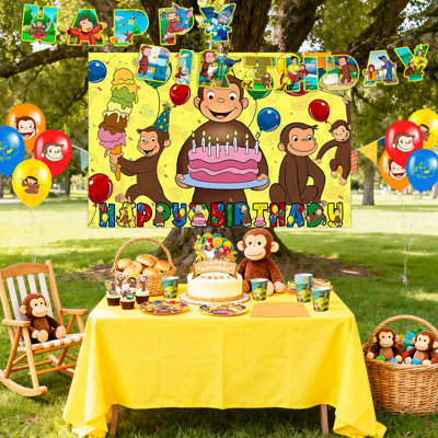 Ensemble de 110 décorations de fête d'anniversaire Curious George, ensemble de 110 pièces de vaisselle pour enfants Curious George