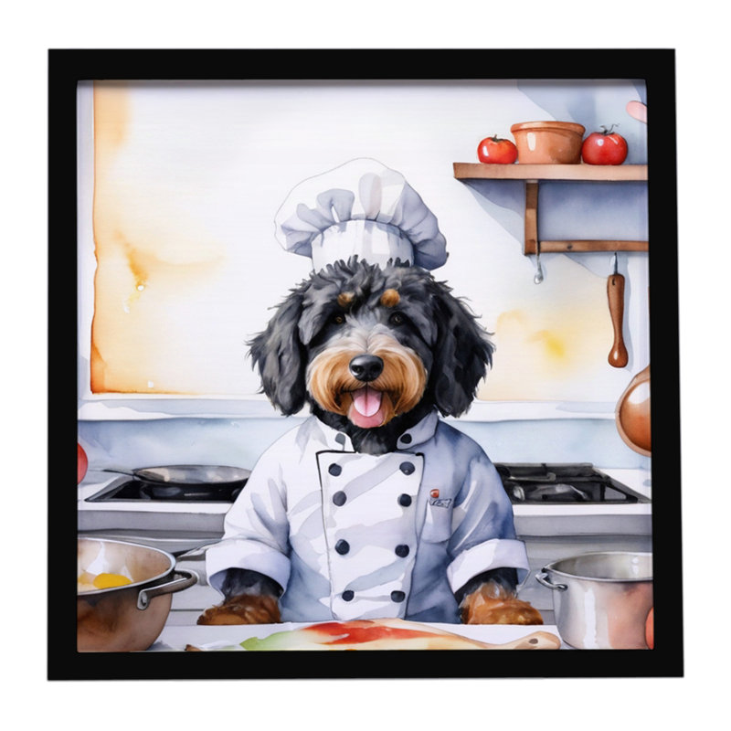 Bernedoodle The Chef Framed Metal Print