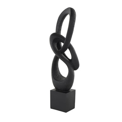 Cole And Grey Polystone Intertwined Loop Abstract Sculpture With Block Base