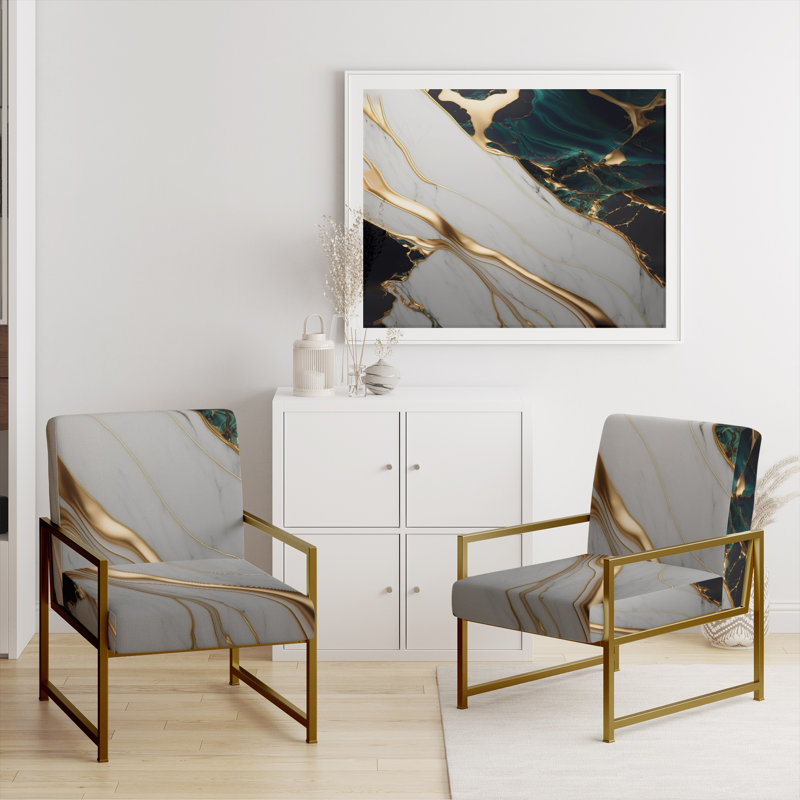 Crillon - Fauteuil d'appoint rembourré en marbre, Doré