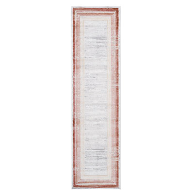 MARFI Collection Blue & Ivory Bordered Area Rug - Stain Resistant Machine Woven Living Room Carpet
