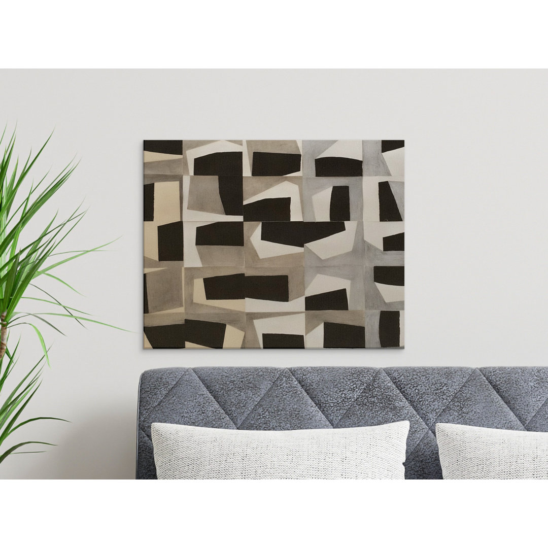 Abstract Geometric Monochrome Modern Canvas Print