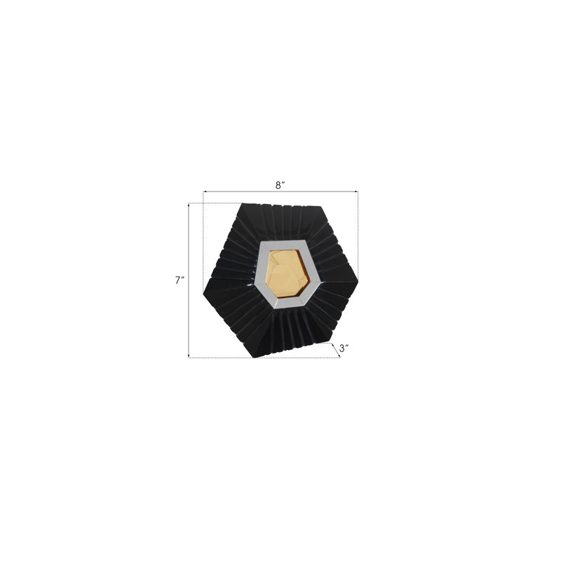 Hex Wall Décor, 7" H x 3" W x 8" D