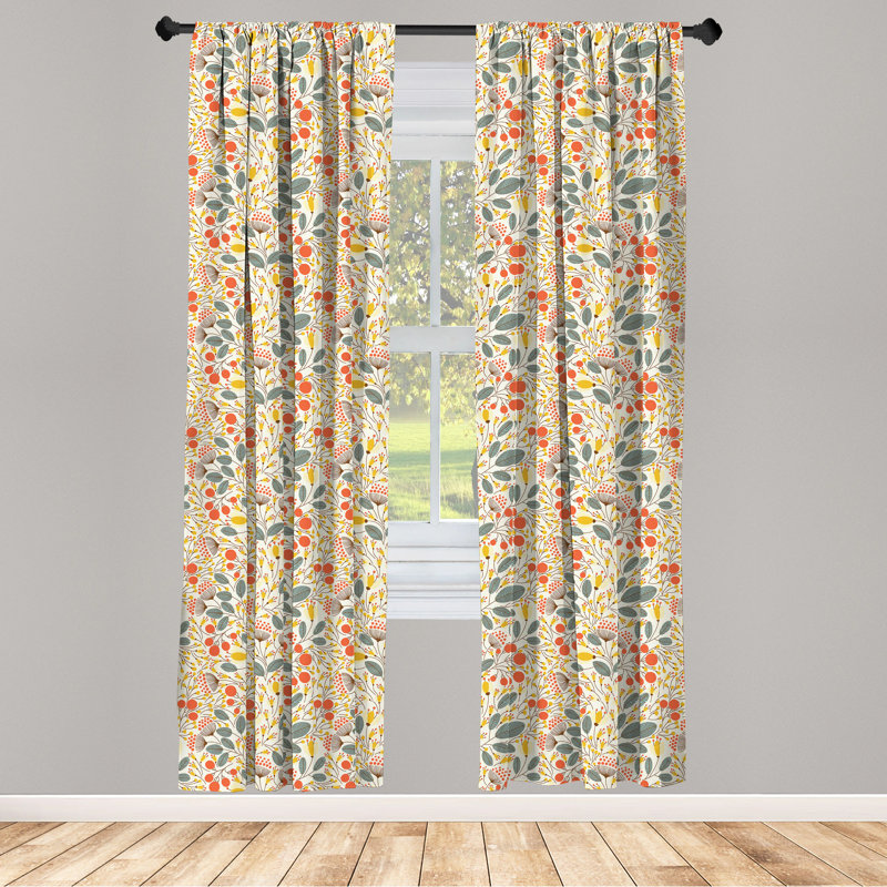 Floral Semi-Sheer Rod Pocket Curtain Panels, 28" W x 95" L