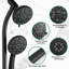 Douche à barre coulissante en acier inoxydable, deux têtes, noir mat, 7 réglages, débit de 1,8 gal / min, douche à boyau avec perceuse - acier, option pluie / brouillard