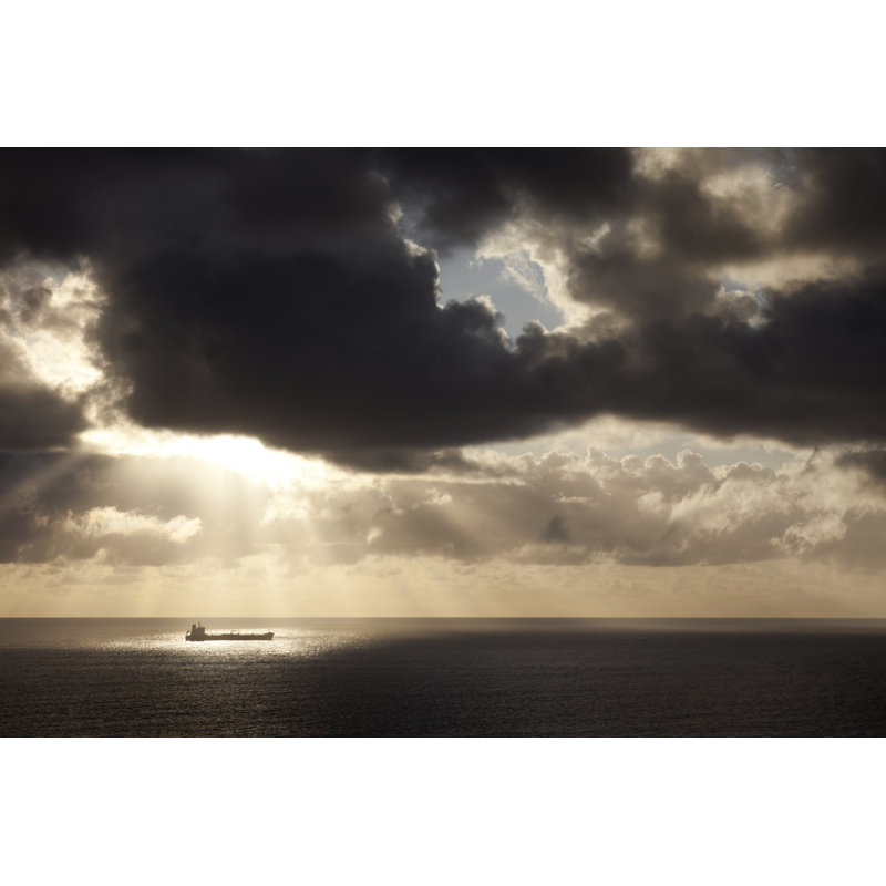 Container Ship After A Storm by Bertlmann - No Frame Art Prints on Canvas, 30cm H x 46cm W