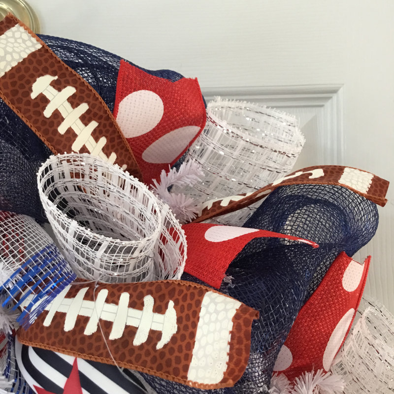 Couronne de football en maille déco faite à la main 24 po, Texans de Houston