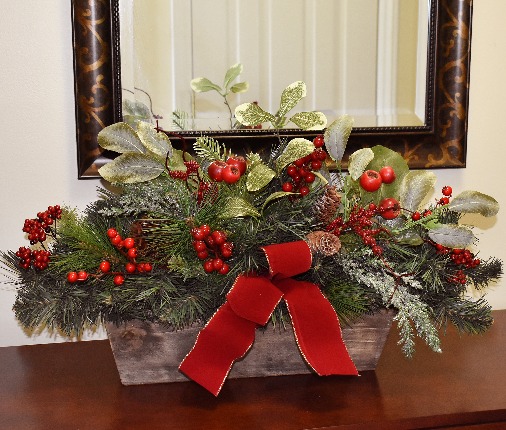 The Holiday Aisle® Mixed Centerpieces in Basket & Reviews | Wayfair
