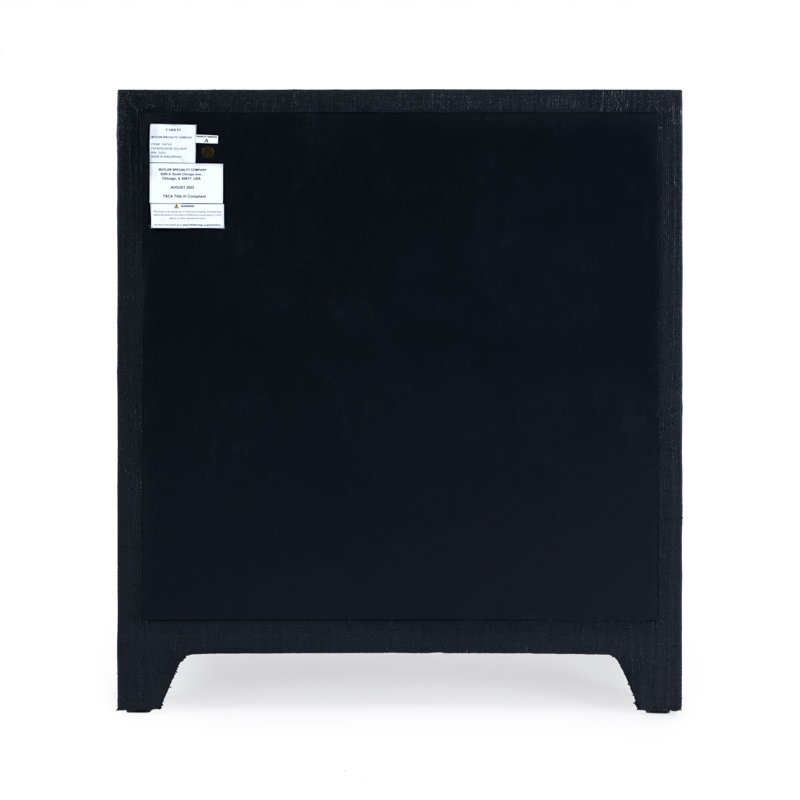 Bar Harbor Raffia 3 Drawer Nightstand, Navy Blue