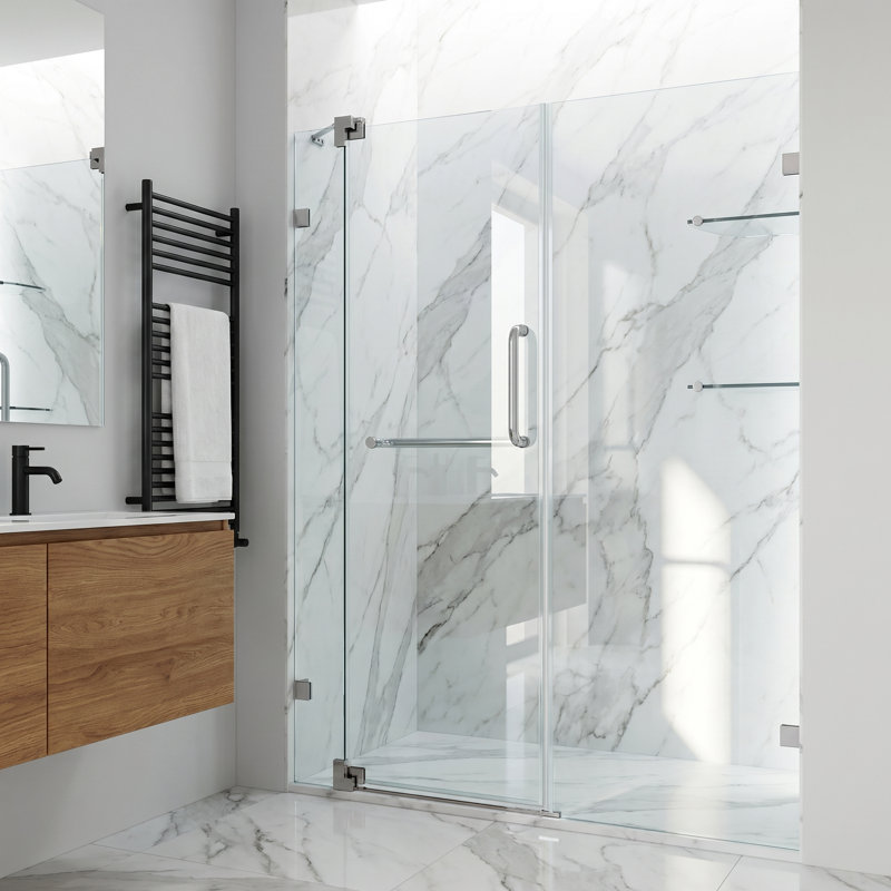 Pirouette 48-54" W x 72" H Pivot Frameless Shower Door with 3/8" Clear Glass