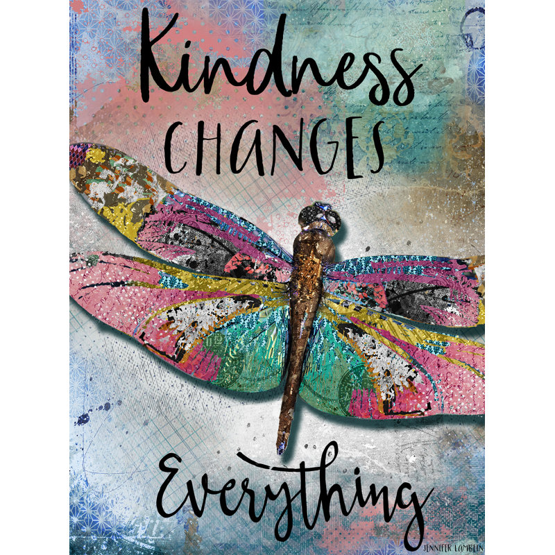 Kindness Changes Everything Print by Jennifer Lambein, 21.2" H x 17.2" W x 0.88" D, White, Black Single Picture Framed Paper