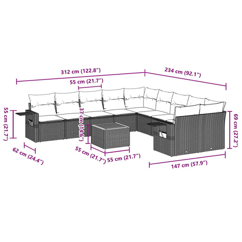 Vidaxl Garden Sofa Set, Black