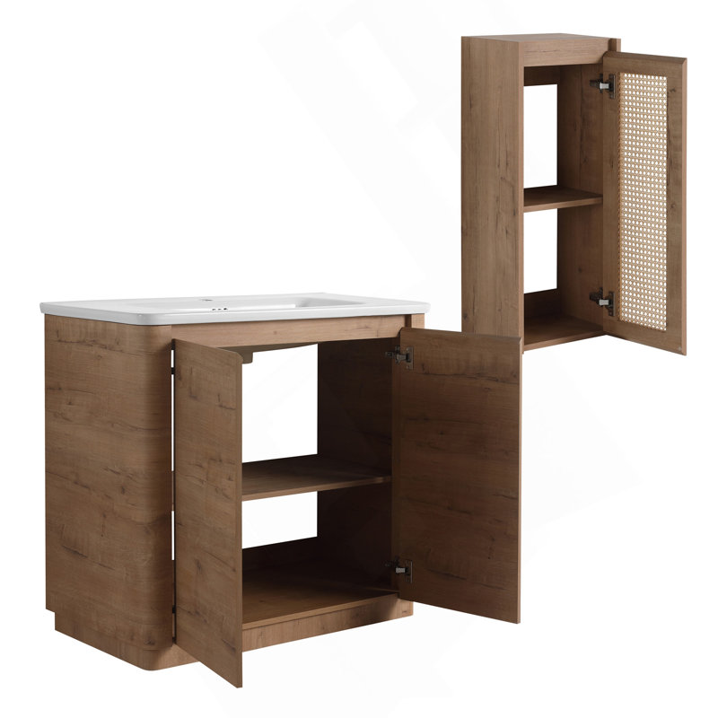 Meuble-lavabo autoportant 36 po avec lavabo en céramique et 2 portes à fermeture douce, 36"