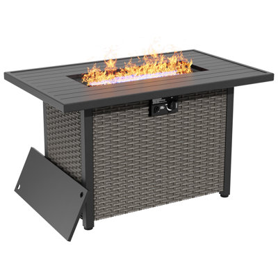 Propane Pits with Steel Lid And Lava Rock, 2 In 1 Firepit Table Gatherings Parties On Patio Deck Garden Backyard