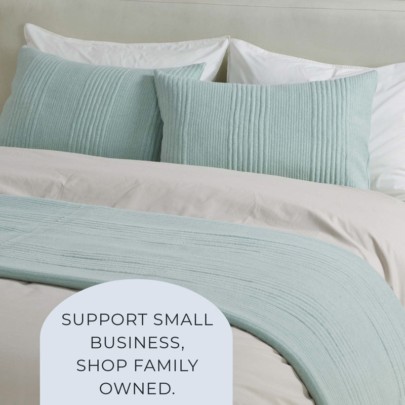 Heathered Seaglass Twin Cotton Jersey Knit Quilt Set