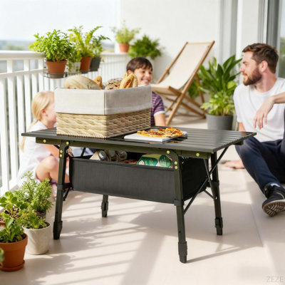 Table de camping portative pour pique-nique en plein air, petite table pliante en aluminium avec sac de rangement, sac de transport